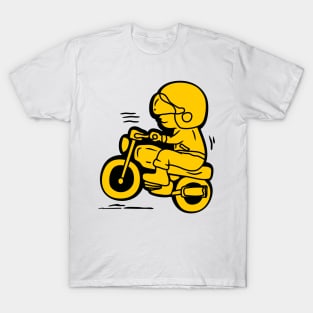 motorcyclist in black and yellow color T-Shirt